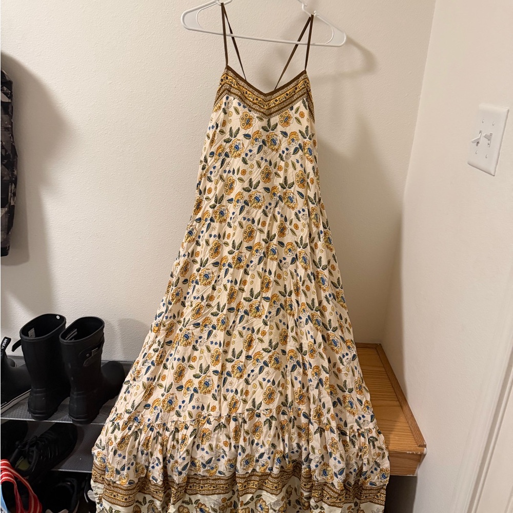 Floral Maxi Dress with crossing tie back